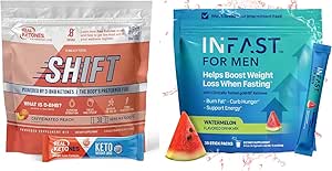 Real Ketones Διαλείπουσα Fasting Drink Mix Bundle για την υποστήριξη απώλειας βάρους Caffeine Peach Shift Ηλεκτρόλυτες & Διαλείπουσα Fasting Ηλεκτρόλυτες για άνδρες με BHB Εξωγενή Κετόνες (30 Count Each)