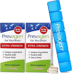 Prevagen Ekstra Stregnth - 120 Capsules (4 Ay Supply) | Beyniniz için formüle edildi | Apoaequorin Plus Vitamin D3 ile 7 Günlük Pill Minder