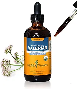 Herb Pharm Certified Organic Valerian Root Liquid Extract for Relaxation and Restful Sleep, Alcohol-Free Glycerite, 4 Ounce