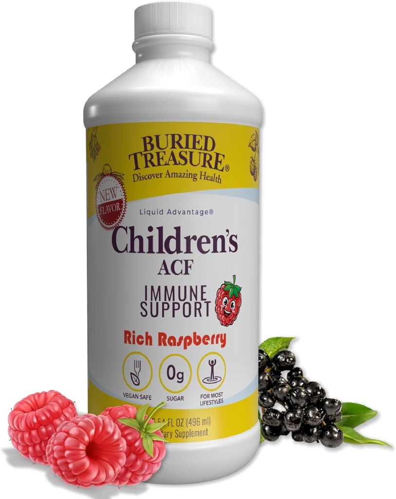 Buried Treasure Childrens ACF - 16oz. 16 Elderberry, C, çinko, Echinacea for Kids Immune Support, 0 Sugar