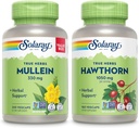 SOLARAY Mullein Leaf 330 mg ve Hawthorn Berry Capsules 1050 mg - Soothing Herbal Support Sche for General Health and Wellness - Vegan, Non-GMO, 60-Day Garanti, Lab TY 200/180 VegCaps