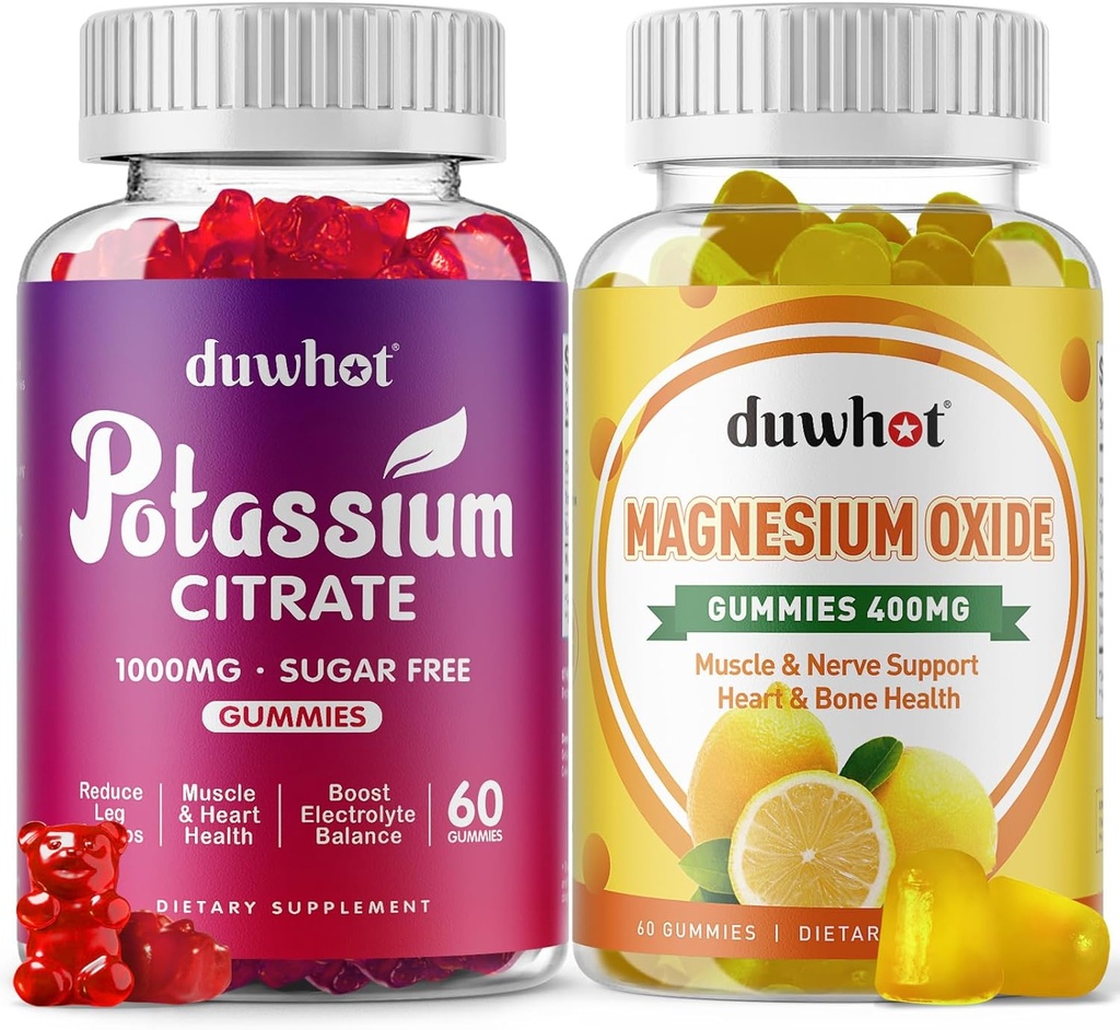 Potasyum Gummies 1000 mg, Oksit Magnezyum Gummies 400 mg, Yetişkinler için Tamam