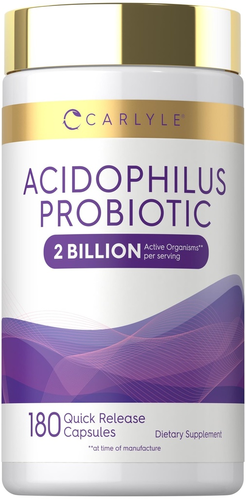 Carlyle Acidofilius Kadın ve Erkeklerin Digestive Health | 2 Milyar CFU | 180 Hızlı Yayın Kapsülleri | Non-GMO & Gluten Free