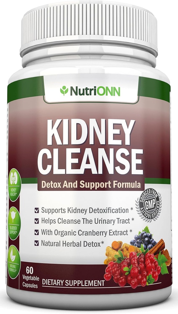 KIDNEY CLEANSE - Detox και υποστήριξη για την ουρική αρτηρία, την ουροδόχο κύστη και τα νεφρά - όλα τα φυσικά συμπλήρωμα βοτάνων Φόρμουλα με οργανικό βατόμουρο, Astragalus, Turmeric, Goldenrod, Gravel Root, Juniper και More