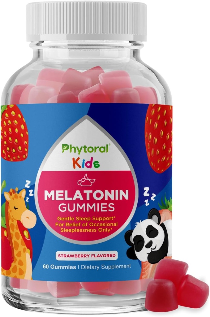 Phytoral Çocuklar Melatonin 1 mg Gummy Vitamins - Çocuklar ve Mood Destek için Saf Melatonin Gummies - Çocuk Vitaminleri Derin Uyku Tamamları için Gummy