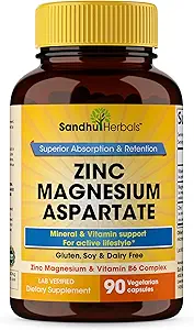SANDHUHERBALS Kompleksi 6-in-1 Supplement 90 Capsules 500 mg | Magnezyum Glycinate, Citrate, Oksit, Aspartate, Malate & çinko | High Aborps için | Erkekler ve Kadınlar için |