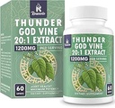 1200 MG Thunder God Vine Root Extract 20:1 Supplement, Tripterygium Wilfordii Herbal Supplement, Vegan Formula Lei Gong Teng Extract, 60 Capsules