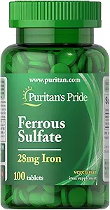 Puritan's Pride Iron Ferrous Sulfate 28 mg-100 Tablet