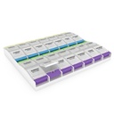 EZY DOSE Weekly (7-Day) Hill Organizer, Vitamin Container, and Daily Medicine Planner, 2X-Large Push Button Compartments, Αρθρίτιδα Φιλικό, εύκολο στη χρήση, 4 φορές την ημέρα, Clear Lids, BPA Δωρεάν