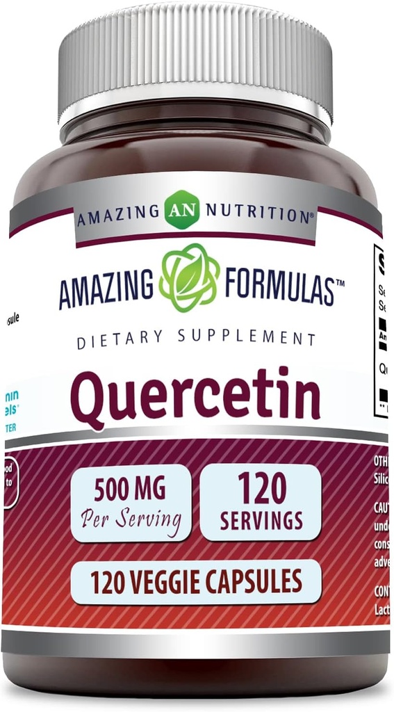 İnanılmaz Formulas Quercetin 500 mg 120 Veggie Capsules Supplement - Non-GMO - Gluten Free - Destekler Genel Sağlık & Well