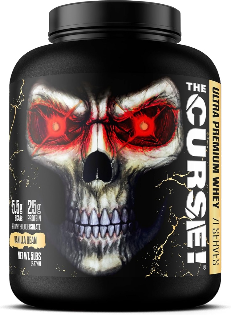 JNX SPORTS The Curse! Ultra Premium Whey Protein Toz Vanilla Bean 5lb | 25g Protein Per Serve, Primary Source Whey Isolate