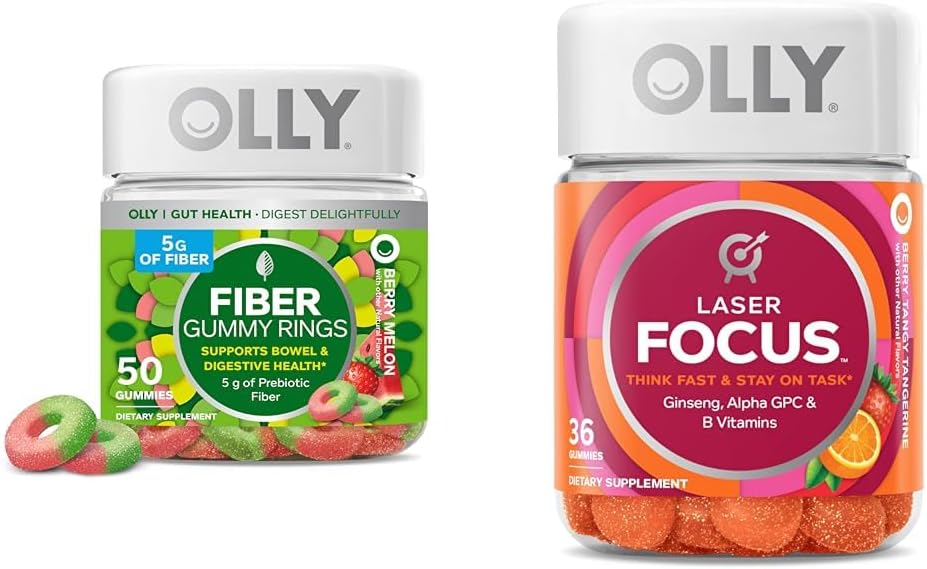 OLLY Fiber Gummy Ring 50ct & Laser Focus Gummy 36 Count