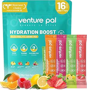 Venture Pal Sugar Free Electrolyte Toz Paketleri - Sıvı Günlük IV Hızlı Hydration & Parti Recovery için Mix | 5 Vitamin & 7 Elektrolytes / Keto Friendly | Non-GMO | sertifikalı Vegan | 16 Sticks
