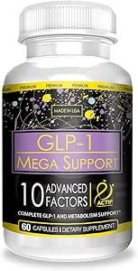 ACTIF GLP-1 Mega Support with 10 Gelişmiş Kilo Faktörleri ve Probiyotikleri, GLP-1 Activator and Metabolism Support, Non GMO, Made in USA, 60