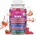 Çocuklar için Magnezyum Gummies - Magnezyum Glycinate Gummies with L-Theanine, Chamomile, Licorice, Vitamin B6, D for Kids & Yetişkinler Sleep, Stres, Kas Relief & Nerve Bone - Sugar Free Strawberry 60ct
