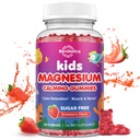 Çocuklar için Magnezyum Gummies - Magnezyum Glycinate Gummies with L-Theanine, Chamomile, Vitamin B6, D for Kids & Yetişkinler Sleep, Stress, Muscle Relief & Nerve Bone - Sugar Free Strawberry 60ct