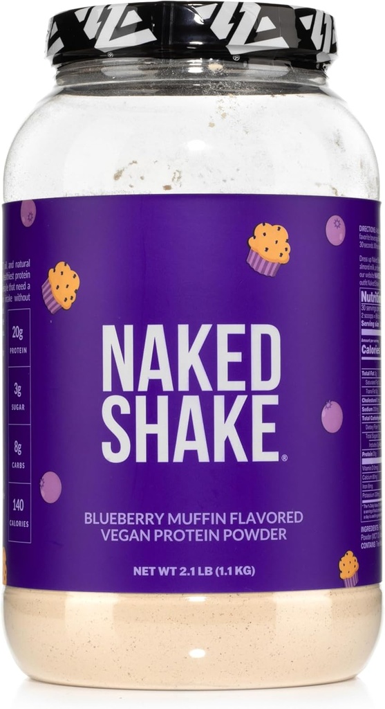 Naked Shake - Browry Muffin Protein Powder - Flavored Plant Based Protein from US & Canadian Farms with MCT Oil, Gluten-Free, Soy-Free, No GMOs or Artificial Sweeteners - 30 Servings