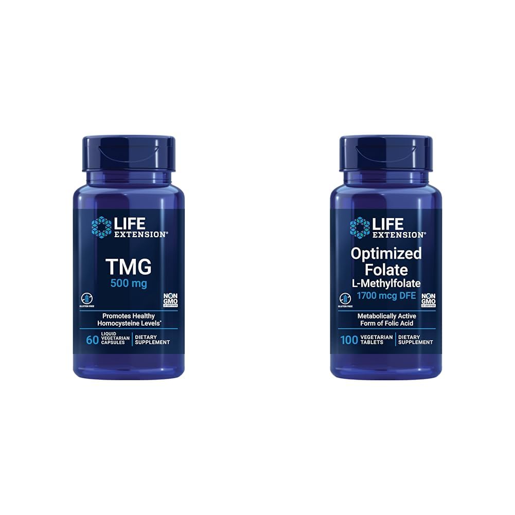 Επέκταση ζωής TMG 500 mg – Συμπλήρωμα τριμεθυλογλυκίνης – Ενθάρρυνση Υγιών Επιπέδων Ομοκυστεΐνης – Χωρίς γλουτένη – Μη ΓΤΟ – Χορτοφαγικά – 60 Υγρά Καψάκια Χορτοφαγικής & Βελτιστοποιημένο Φολικό