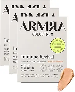 ARMRA ColostrumTM Premium Powder, Grass Fed, Gut Health Bloating Ανοσία Δέρμα & Μαλλιά, Περιέχει 400+ Βιοενεργά θρεπτικά συστατικά, Keto, Gluten & Fat Free (Blood Orange Bundle 