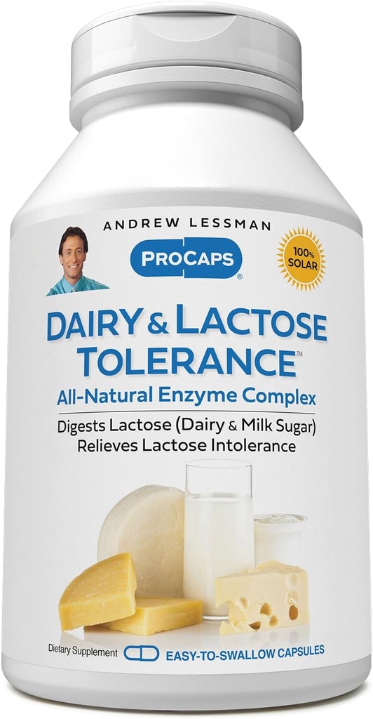 ANDREW LESSMAN Süt ve Lactose Hoşgörü 60 Capsules - Süt ve Lactose Doğal Digestion. Mild, Güçlü, Tüm Doğal Enzymes, Digestion'daki GI Discomforts'tan kaçınmaya yardımcı olur. Katkı yok