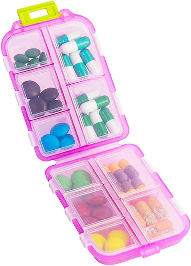 Seyahat Pill Organizer, Moisture Öneri Günlük Tıp Kaynağı Kaynağı kutusu, Tamam için Küçük Haftalık Vitamin Vakası, Balık Yağı, Meds, Pocket Eczanesi Cute Capsule Konteyner 10 Karşılaştırma, Pink