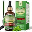 Organik klorophyll Liquid Drops Liposomal for Women & Men, 6in-1 Greens Superfood Vegan Chlorophyll w/Spirulina, Buğday Grass, C B12 A for Internal Deodorant*, Energy,Digestive,1Packs/2 Fl Oz