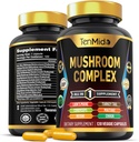 Mushroom Kompleksi - 13in1 Formula - Mix Lion's Mane Mushroom, Cordyceps Sinensis, Reishi, Türkiye Tail, Maitake, Chaga, Shiitake, Enoki, & More - 4 Ay Supply