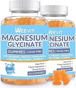 Sugar-Free Magnezyum Glycinate Gummies with L-Threonate, Magnezyum Supplements for Women and Men with Ashwagandha, L-Theanine, GABA, Vitamin C, B6