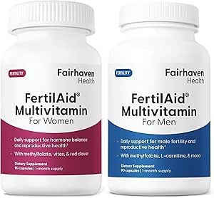 Fairhaven Health FertilAid for Men and Women Combo Ferttitude Supplements for Men and Women | Count and Mottitude Support Pre-Conception for Him | Prenatal Vitamin for Her with Vitex and Folate