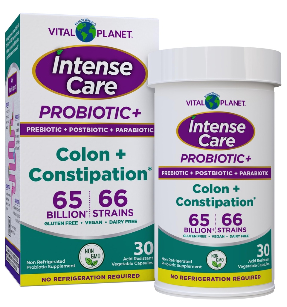 Vital Planet - Intense Care Colon & Constipation Probiyotiks Plus Organic Prebiyotiks, Postbiyotikler, Parabiyotikler, 4in-1 Health Supplement for Yetişkinler, 65 Milyar CFU, 66 Strains, 30 ctt