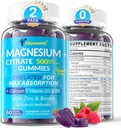 Magnezyum Citrate Gummies 500 mg for Women Men Sugar Free Magnezyum Citrate for Constipation | Chelated Magnezyum Gummies with B6 for Mood, Calm |Calcium Magnezyum D3 Supplement for Bone & Muscle