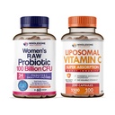 Prebiyotiks ile 100 Milyar CFU'lar için tüm miktar Wellness Probiyotikleri, Digestive Enzymes + Liposomal Vitamin C Capsules High Abxia, Ascorbici Supplement Sche