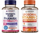 Prebiyotiks ile 100 Milyar CFU'lar için tüm miktar Wellness Probiyotikleri, Digestive Enzymes + Liposomal Vitamin C Capsules High Abxia, Ascorbici Supplement Sche