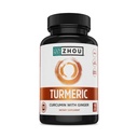 Zhou Turmeric Curcumin with Ginger - Turmeric and Ginger Supplement for Women and Men, Curcuminoids with Black Pepper Extract for Digestive and Digestive Health - 90 Κάψουλες Veggie
