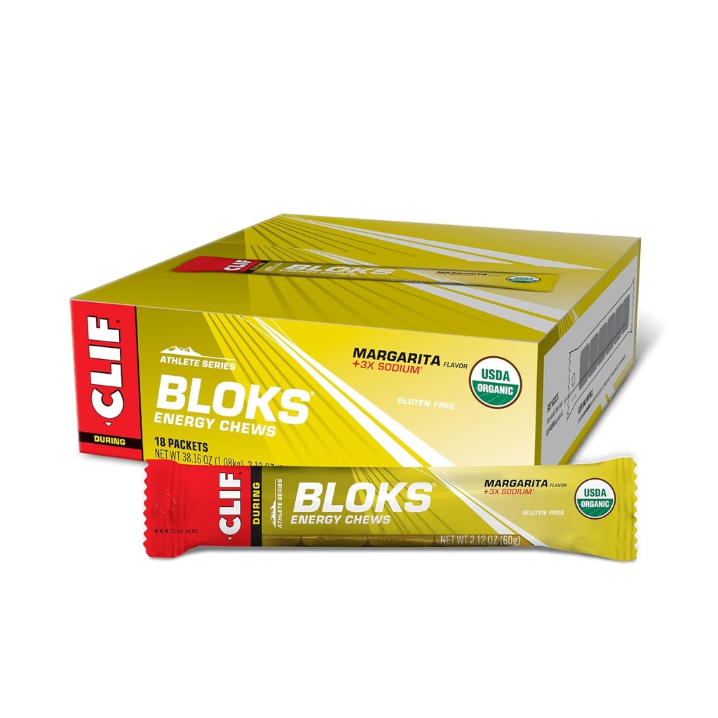 97F BLOKS - 3X sodyum ile Margarita Flavor - Enerji Chews - Non-GMO - Bitki - Bisiklet ve Koşu için Hızlı Yakıt - Hızlı Carbohidratlar ve Elektrolytes - 2.12 oz (18 Count)