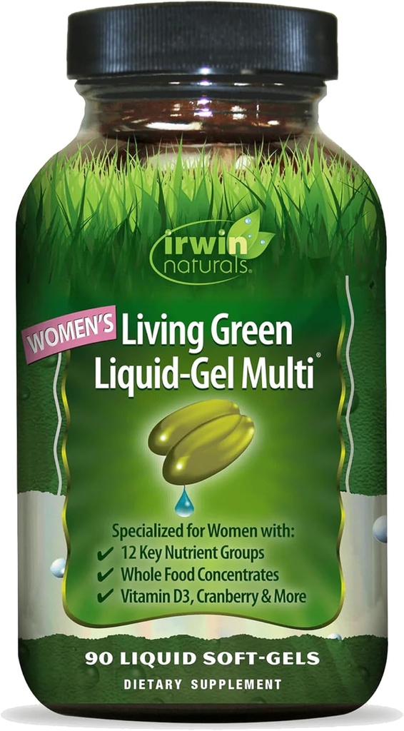Irwin Naturals Women's Living Green Liquid-Gel Multi - 120 Liquid Softgels - Περιλαμβάνει 70 βασικά θρεπτικά συστατικά, βιταμίνες & ορυκτά