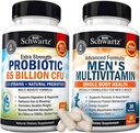 Advanced Daily Men's Multivitamin with Vitamin C A B D3 E ve çinko (1 ay Supply) Plus 65 Milyar CFU Daily Probiyotik Supplement (1 Ay Supply)