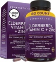 Viva Naturals Black Elderberry with Vitamin C and Zinc for Adults (60 Count) - Sambucus Elderberry Immune Support Supplement, Black Elderberry Capsules for Adults, Elderberry Supplements for Women