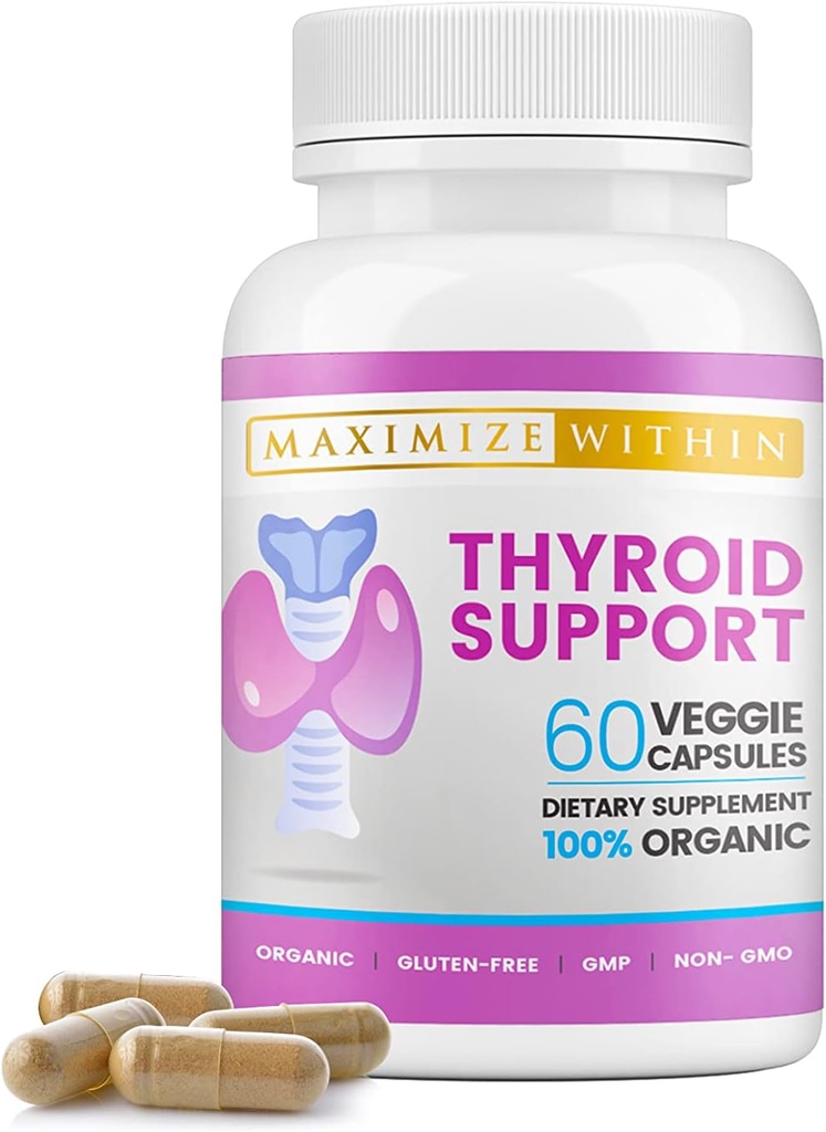 Thyroid συμπλήρωμα υποστήριξης για τις γυναίκες και τους άνδρες - Εστίαση, διανοητική σαφήνεια & ενέργεια με Ashwagandha Iodine Zinc Kelp Βιταμίνη B12 L Tyrosine Selenium Bladderwrack χαλκού- 60 Count