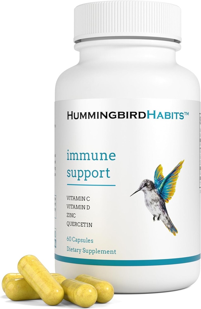 Immune Support, çinko Quercetin Vitamin C ve D Immune Kompleksi, Dihidrat Quercitin Supplements 500 with çinko Vitamin C D3 for Immunity Support, Vegan Supplement (60 Capsules)