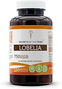 Secrets of the Tribe Lobelia 120 Capsules, 750 mg, Responsibly farmed Lobelia (Lobelia Inflata) Dried Herb (120 Capsules)