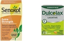 Senokot Ekstra Güçlü Doğal Sebze Laxative for Gentle Overnight Relief Occasional Constipation, 36 Count & Dulcolax Stimulant Laxative Tabletleri (100 Kont) Gece Boyunca Açıklama Yardımı
