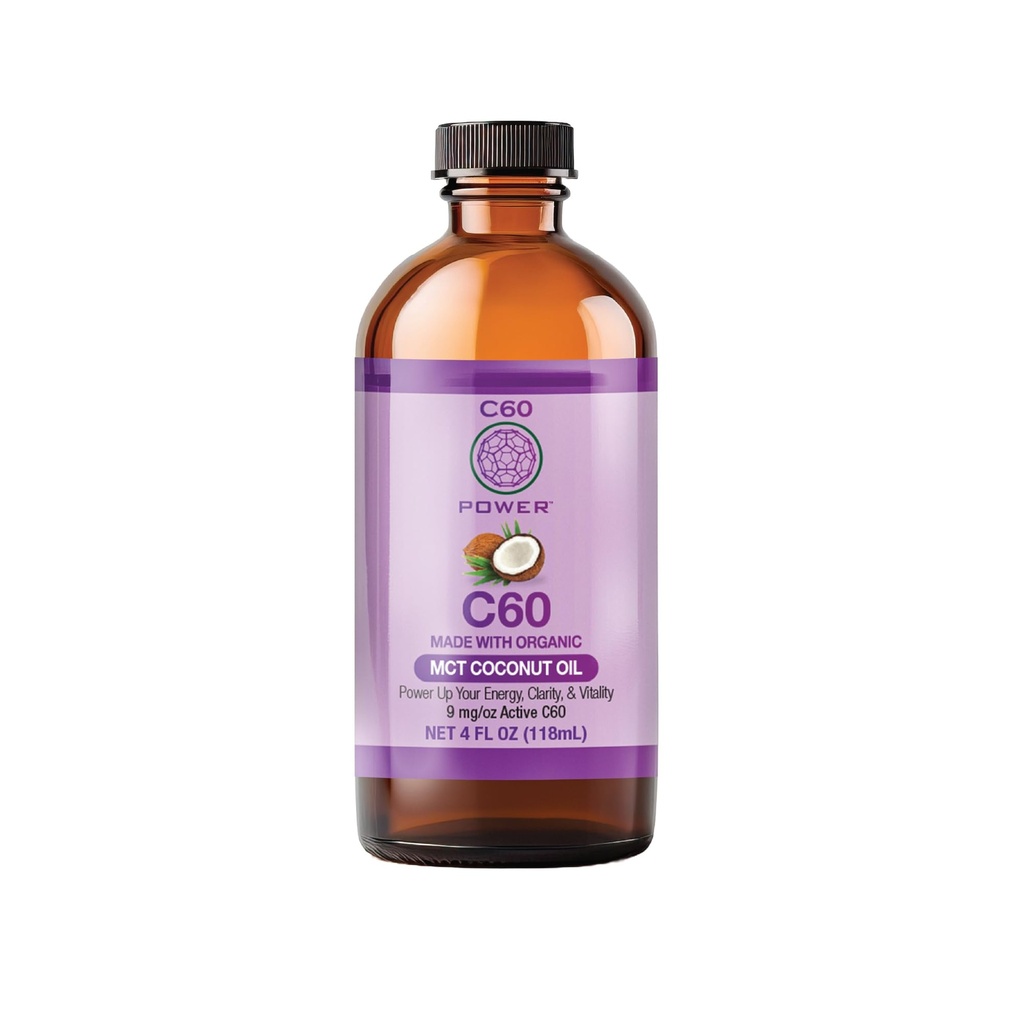 C60 Organik MCT Coconut Petrolünde Güç C60 - Erkekler ve Kadınlar için Doğal Sağlık Desteği, % 99.99 Pure Carbon Fullerenes, Enerjiyi Teşvik, Ruh Clarity, ve Stamina - 4 fl oz Şişe