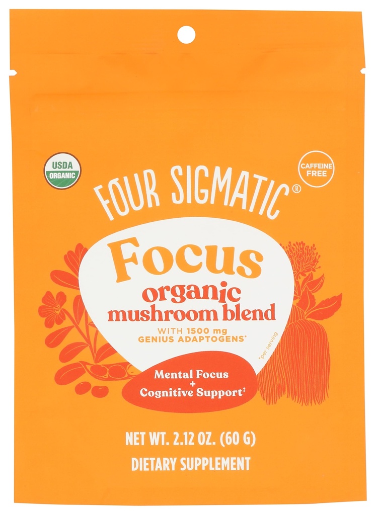 Four Sigmatic Focus Mix 7 Superfoods Adaptogen Mix with Lion's Mane, Cordyceps, Rhodiola, Bacopa & Mucuna | Verimlilik & Creative Support | Decaf & Dissolves