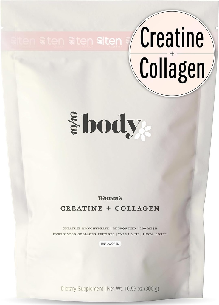 Νέα - Create + Collagen για τις γυναίκες – Υποστηρίζει Lean μυϊκή ανάπτυξη & ανάπτυξη, Booty Gain, ενέργεια & ανάκτηση – 5g Creatine Monohydrate Plus 5000mg Collagen Peptides Combo – Unflavoured, 30 Υπηρεσίες