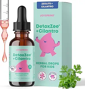 JoySpring DetoxZee Cilantro Drops for Kids - Φυσική υποστήριξη Detox με εκχύλισμα ζεόλιθου & κόλιαντρου - Απλός καθαρισμός ολόκληρου σώματος για παιδιά & Toddlers - Kids-Friendly Liquid Detox, 30 Services