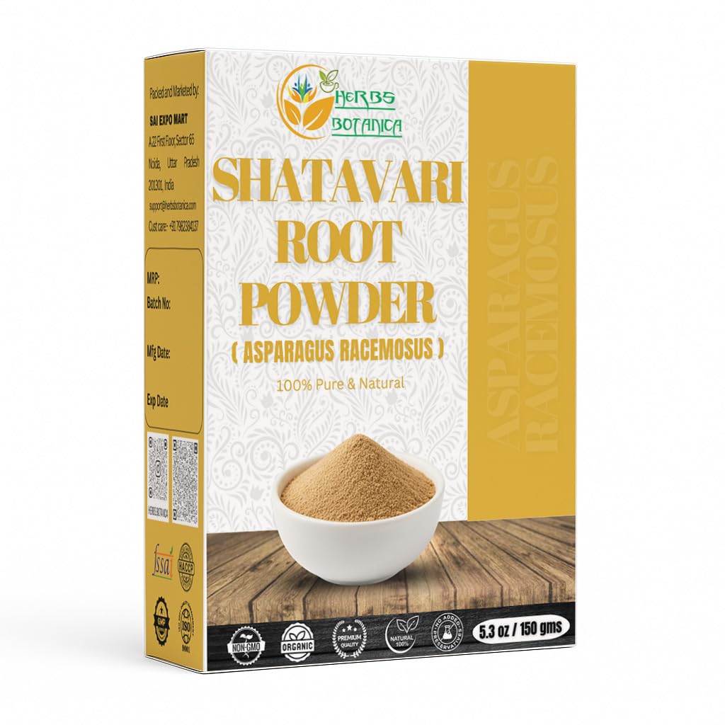 Herbs Botanica Shatavari Toz Doğal Asparagus Racemosus to Lactation Emziring Shatavri Satawar Kalpa Kalp Hindistan Lactation | Rejuvenates Stamina | 5.3 oz / 150 GMS