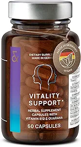 CLAV® N°3 Vitality Support - Vegan Multivitamin - Energy & Focus Supplement - Vitamin B Kompleksi - Guarana, BTC, Ginkgo Extract - 60 Capsules - 1 Moon