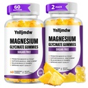 (2 Pack) Magnezyum Glycinate Gummies 500 mg, High-Abxia Supplement Magnezyum withdis & Vitamins, Support Bone, Muscle, Night, Memory & Mood, Vegan, Non-GMO, 60 Counts, Pineapple Flavor
