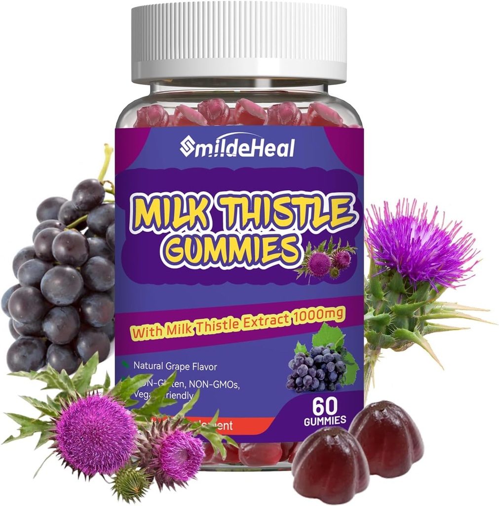 Süt Butle Gummies, Süt Butle Ekstra 1000 mg, Liver Detox, Antioksi Desteği, Non-GMOs, Non-Gluten, Vegan, Milk Thistle Supplement, 60 Count